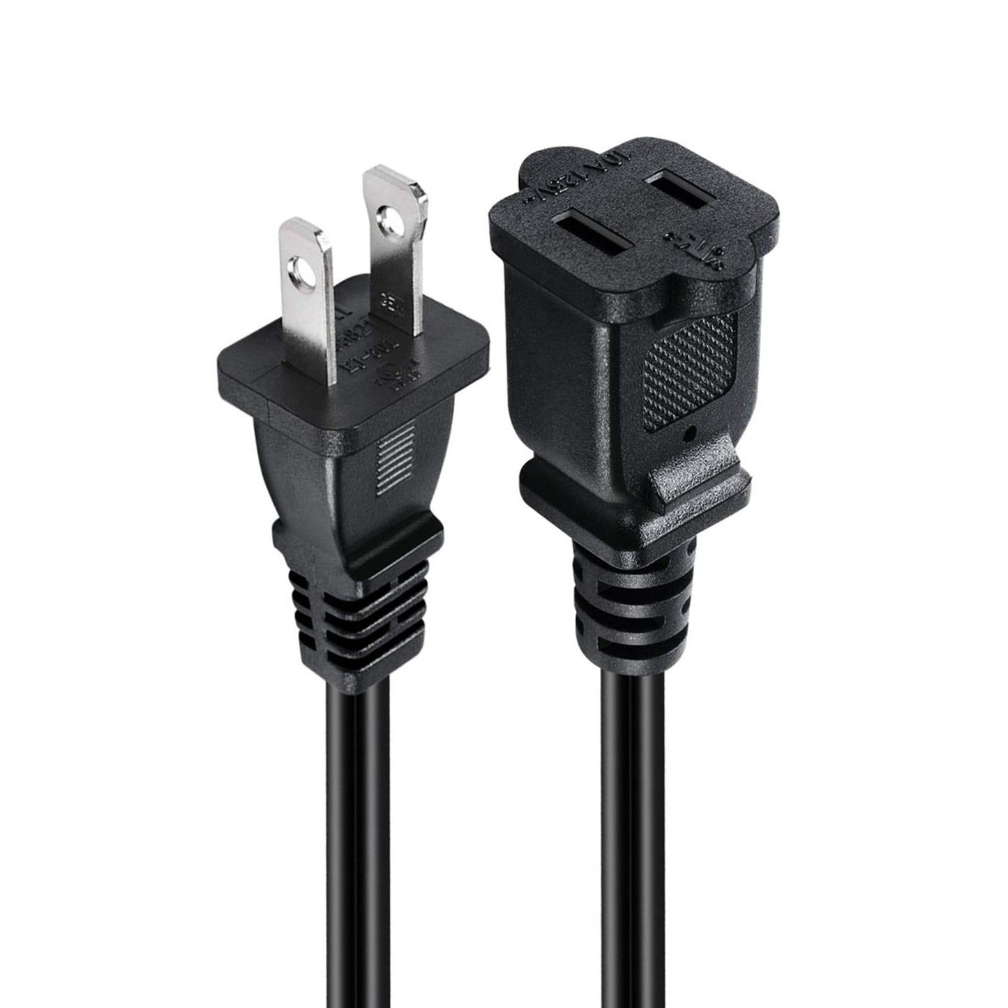 Polarized US 2 Prong Male/Female Power Cable Short 2 Outlet 32cm