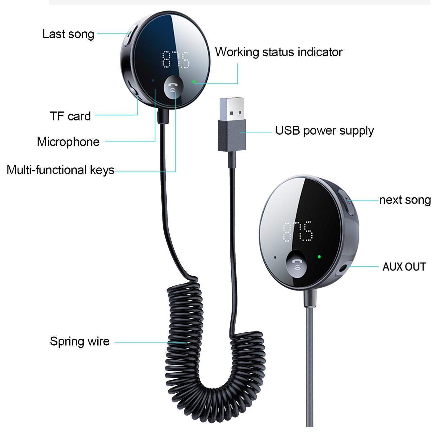 Car MP3 Music Player Support TF Card Radio Adapter for Phones Audio Players