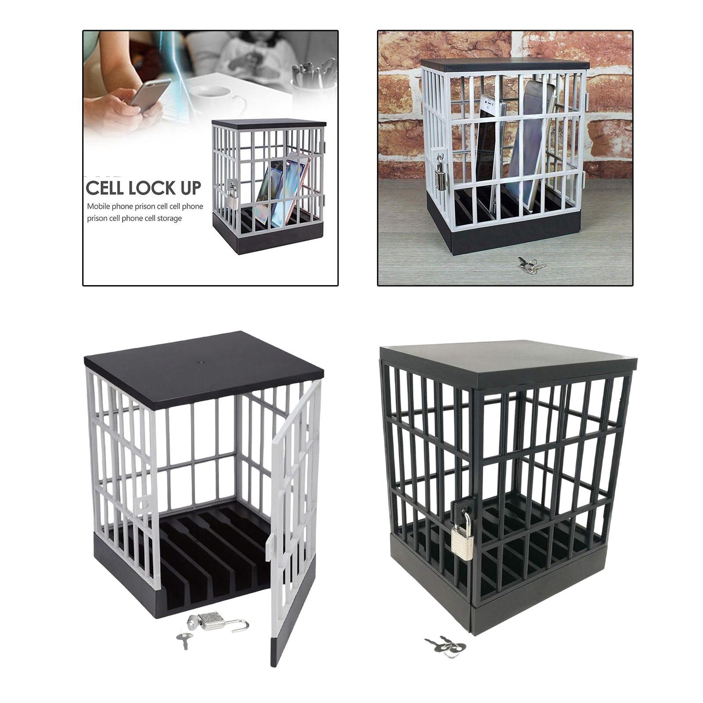 Mobile Phone Lock Box Jail Prison Novelty Gift for Kids Adults Phones Gray