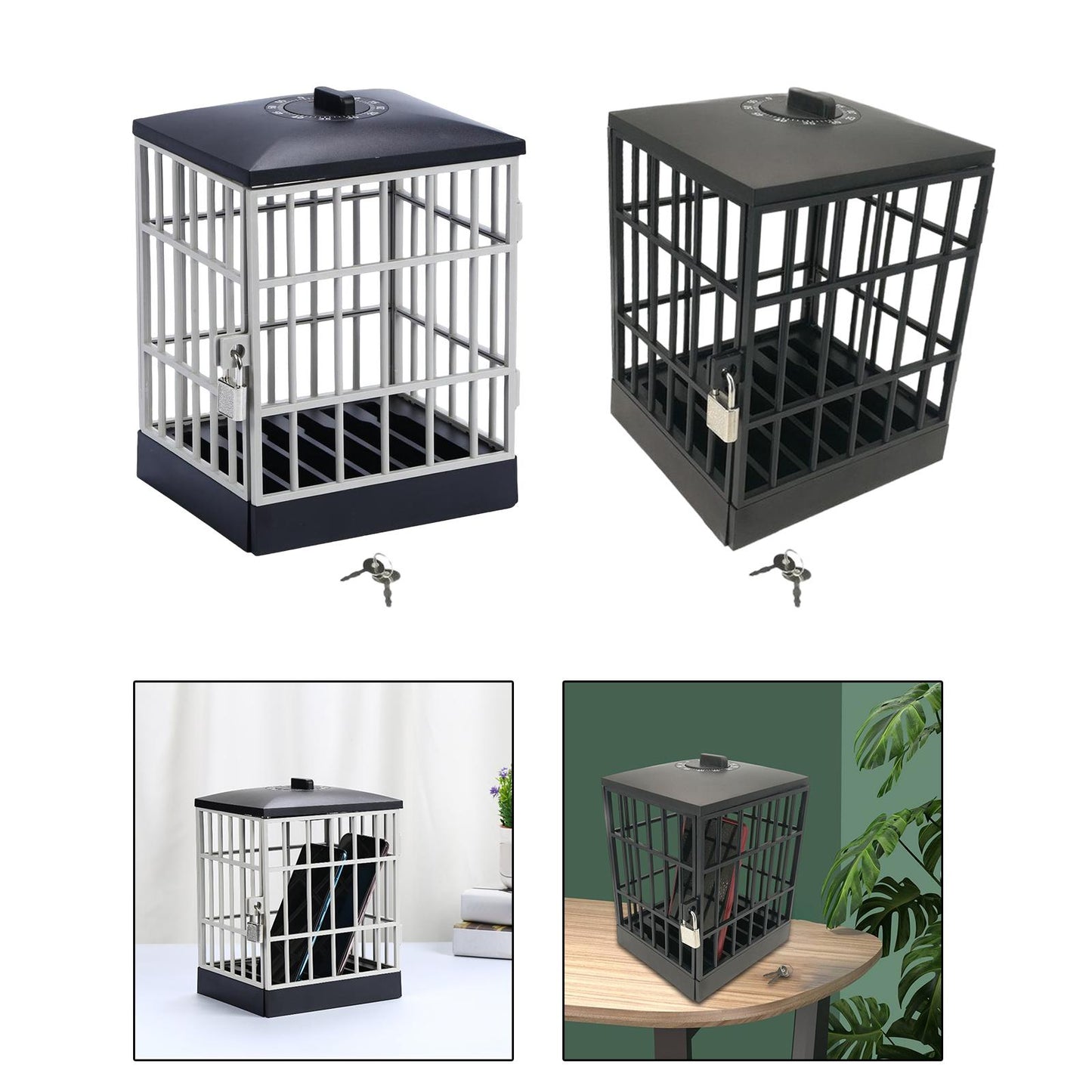 Smartphone Lock Box with Phone Jail Prison for Office Party Black Gray