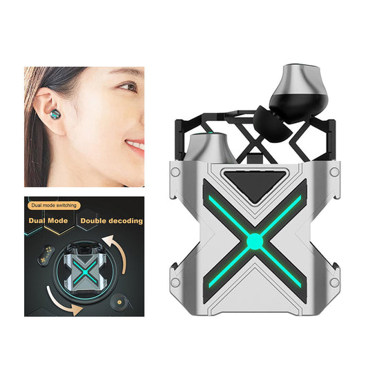 Portable Wireless BT Gaming Earphones Auto Pairing for Business Home Silver