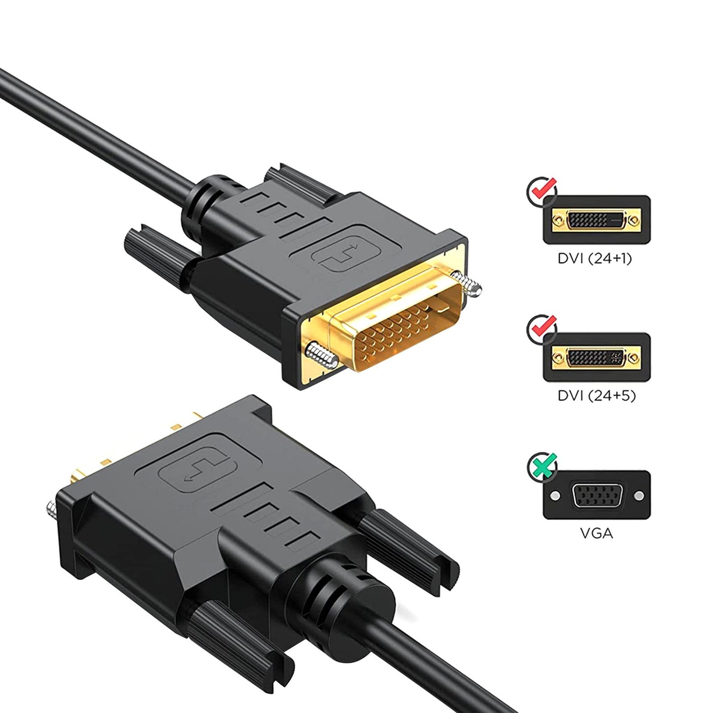 DVI to DVI Adapter Cable High Speed Dvi-D to Dvi-D for Monitor Home Theater