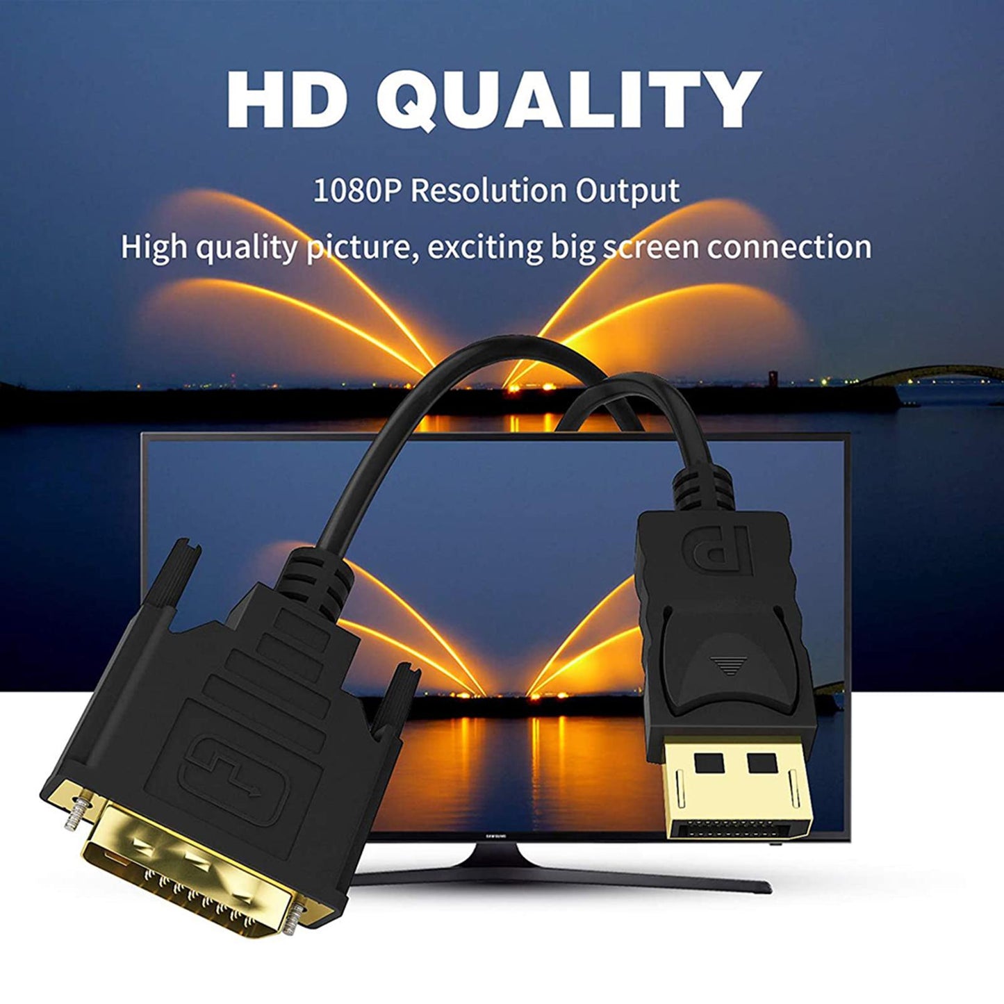 2M dp to DVI Cable Mirror Big Screen Connection for HDTV PC