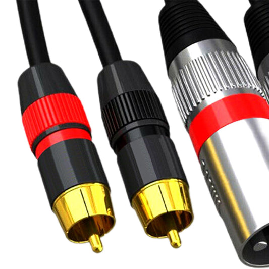 Dual RCA Male to Dual XLR Male Cable Splitter for Studio Monitor Amplifier 1.5m