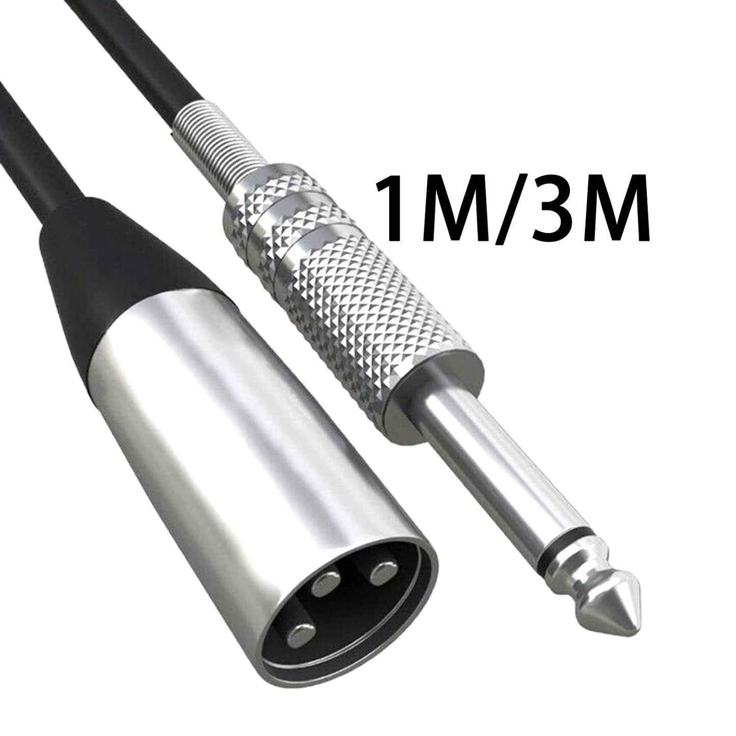 Mono Male (1/4 inch) 6.35mm to XLR Male Plug Cable Shielded Audio 1.5m