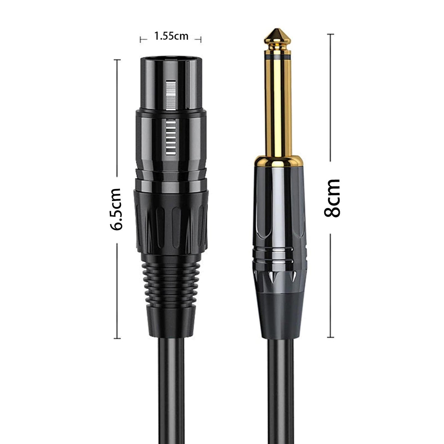 3 Pin XLR to Quarter inch Mic Cable Cord Adapter Cable Stereo for Microphone 1.5 Meter
