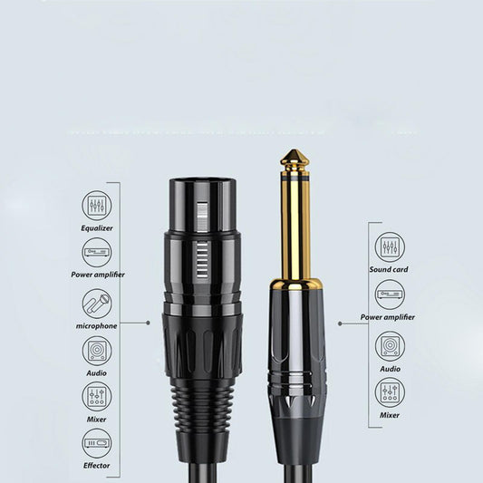 3 Pin XLR to Quarter inch Mic Cable Cord Adapter Cable Stereo for Microphone 3 Meter