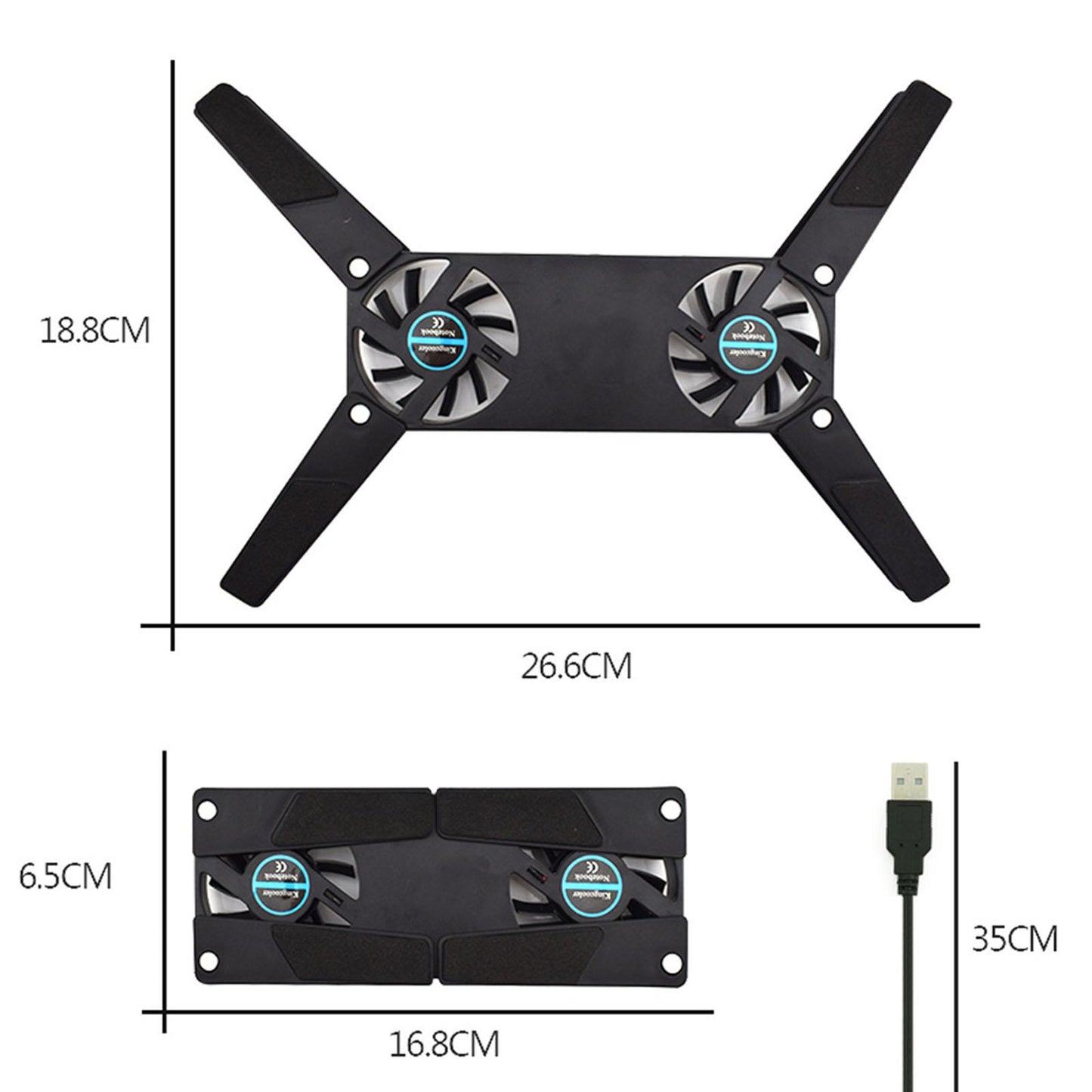 Laptop Cooling Stand Dual Fan USB Powered for Various Notebook Computers