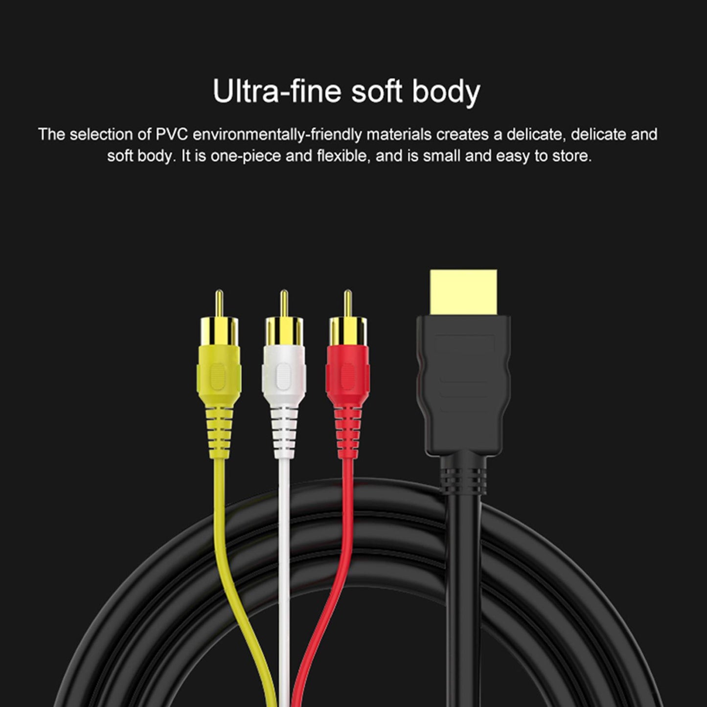 HDMI to 3RCA AV Adapter Cable Plug and Play HD Cord for TV HDTV PC