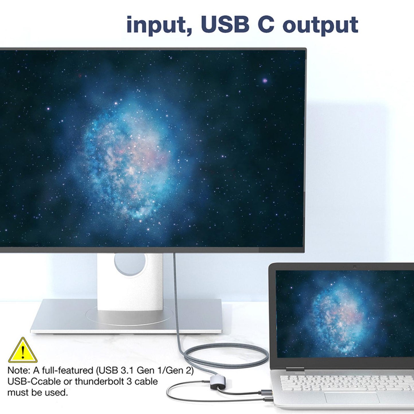 HDMI to USB C Cable Adapter Plug and Play PVC Outer Cover for Home PC Travel