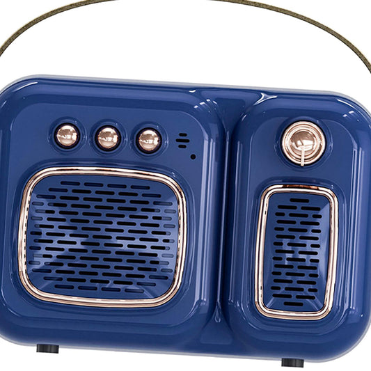 Retro Portable Wireless Speaker Battery Powered Practical FM Radio Blue