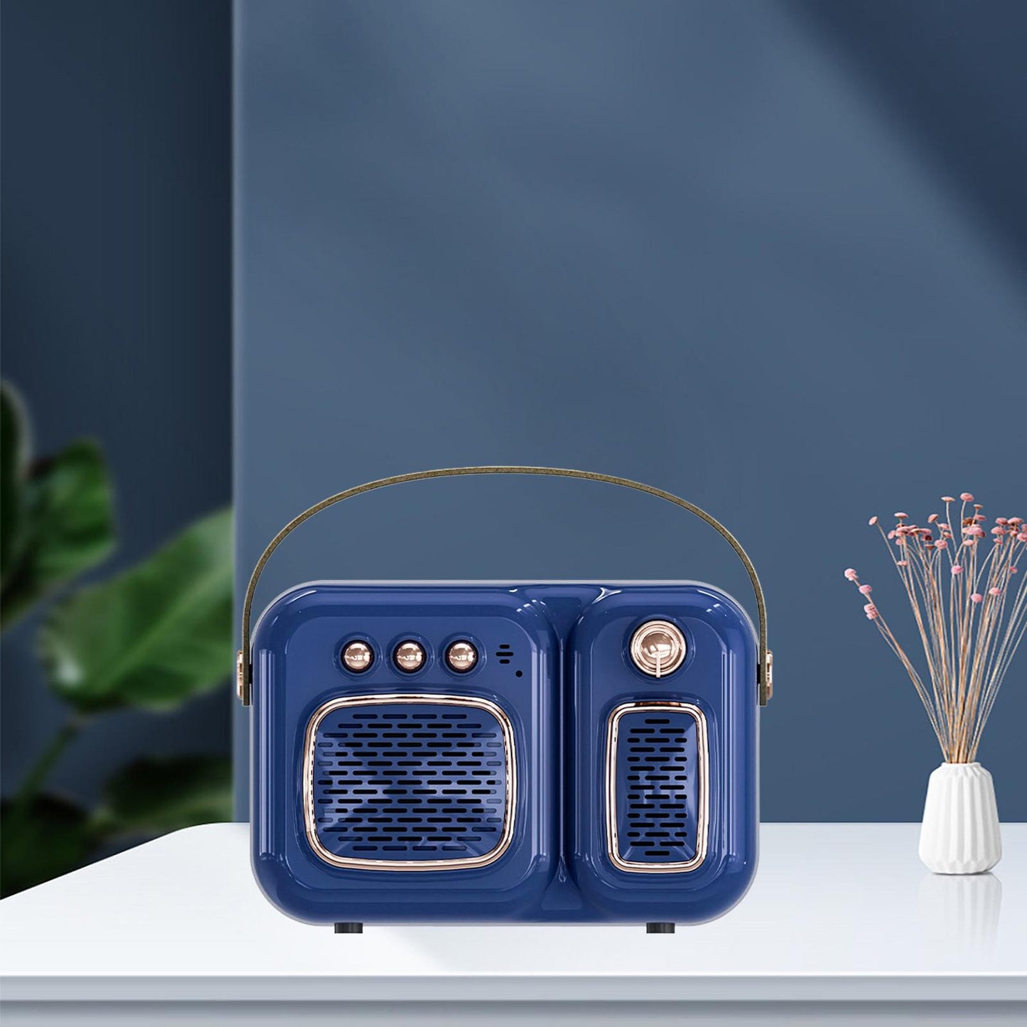 Retro Portable Wireless Speaker Battery Powered Practical FM Radio Blue