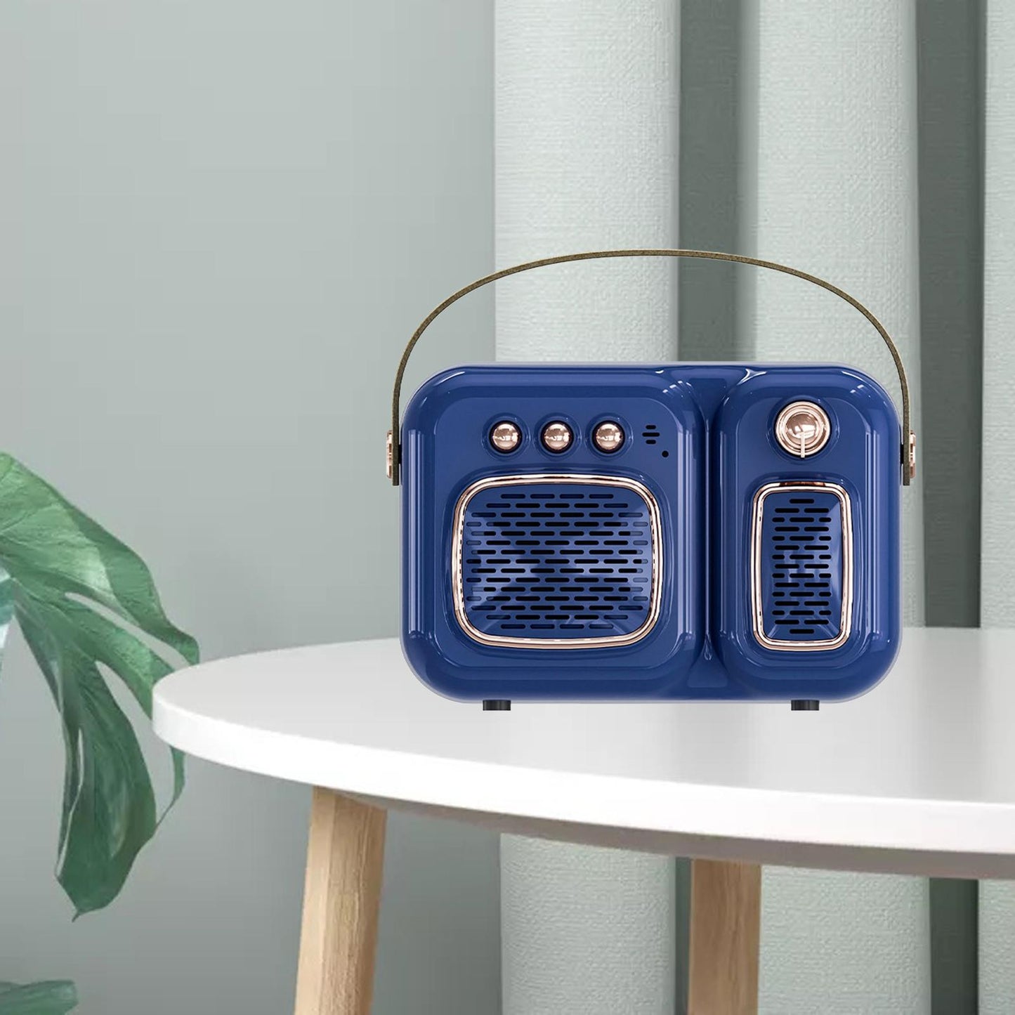 Retro Portable Wireless Speaker Battery Powered Practical FM Radio Blue