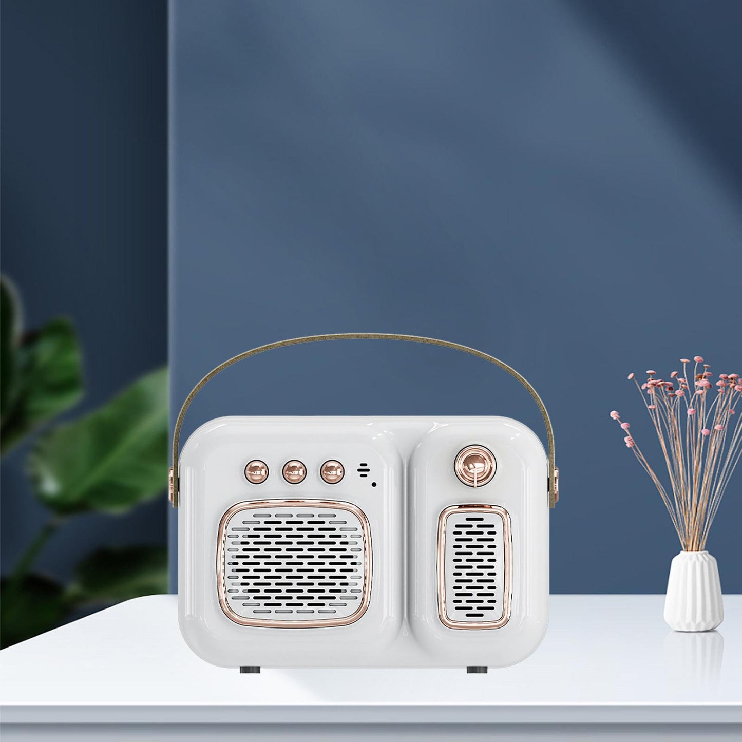 Retro Portable Wireless Speaker Battery Powered Practical FM Radio White