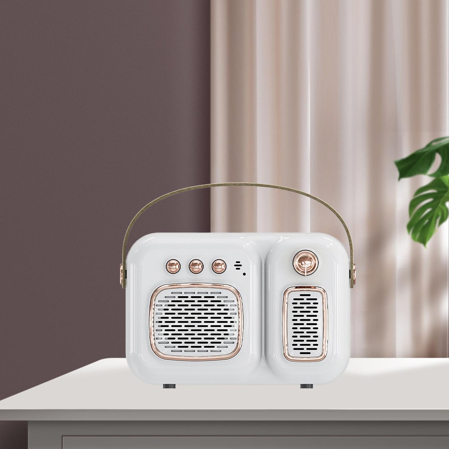 Retro Portable Wireless Speaker Battery Powered Practical FM Radio White