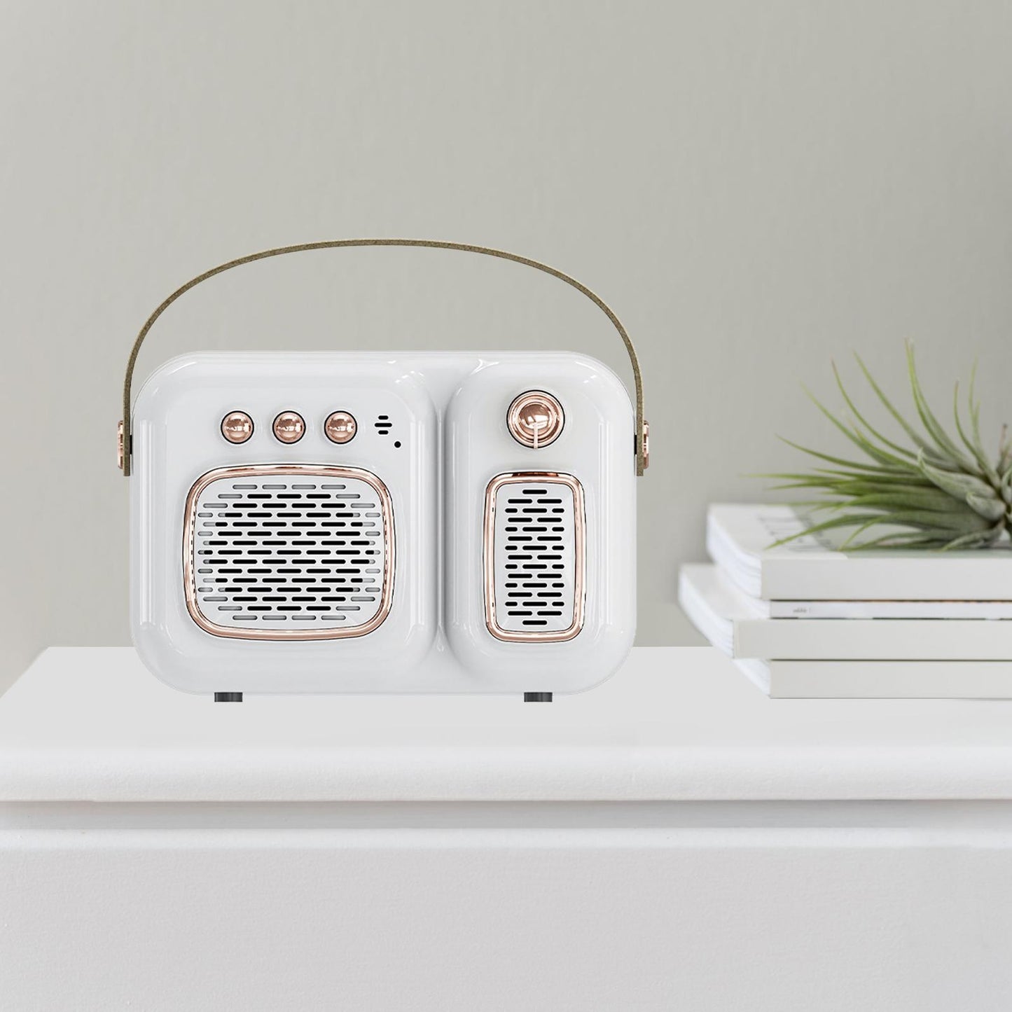 Retro Portable Wireless Speaker Battery Powered Practical FM Radio White