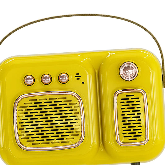 Retro Portable Wireless Speaker Battery Powered Practical FM Radio Yellow