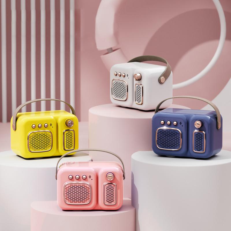 Retro Portable Wireless Speaker Battery Powered Practical FM Radio Yellow