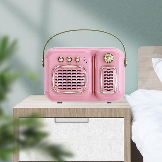 Retro Portable Wireless Speaker Battery Powered Practical FM Radio Pink