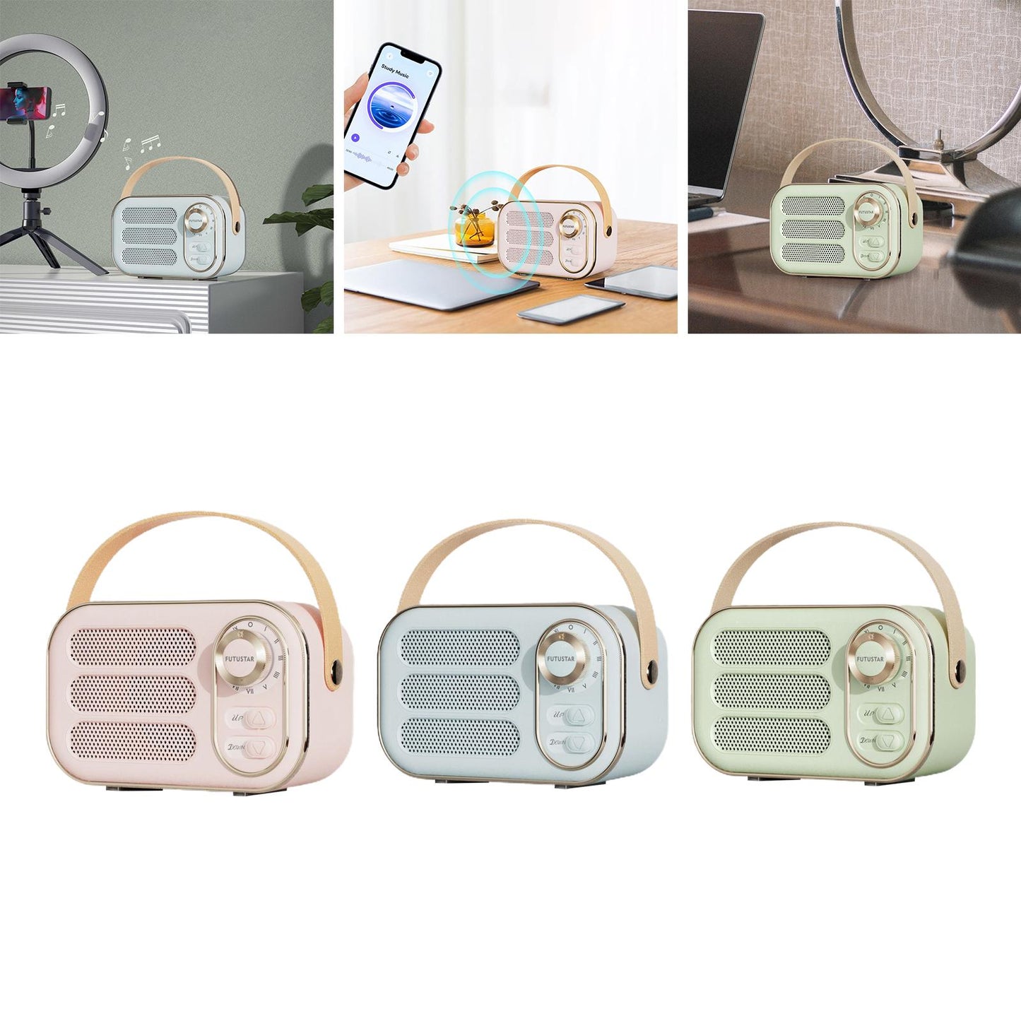 Retro Style Wireless Speaker Music Player Rechargeable for Home Decoration Pink