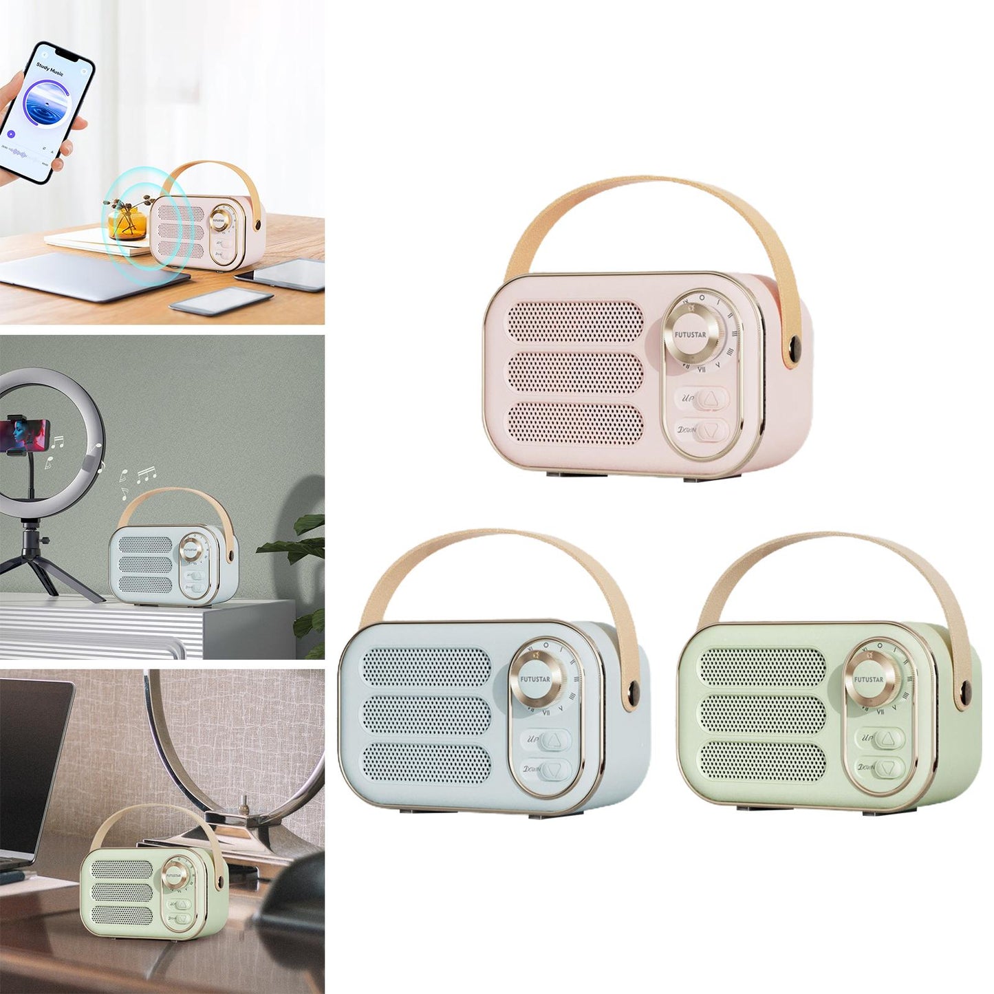 Retro Style Wireless Speaker Music Player Rechargeable for Home Decoration Pink