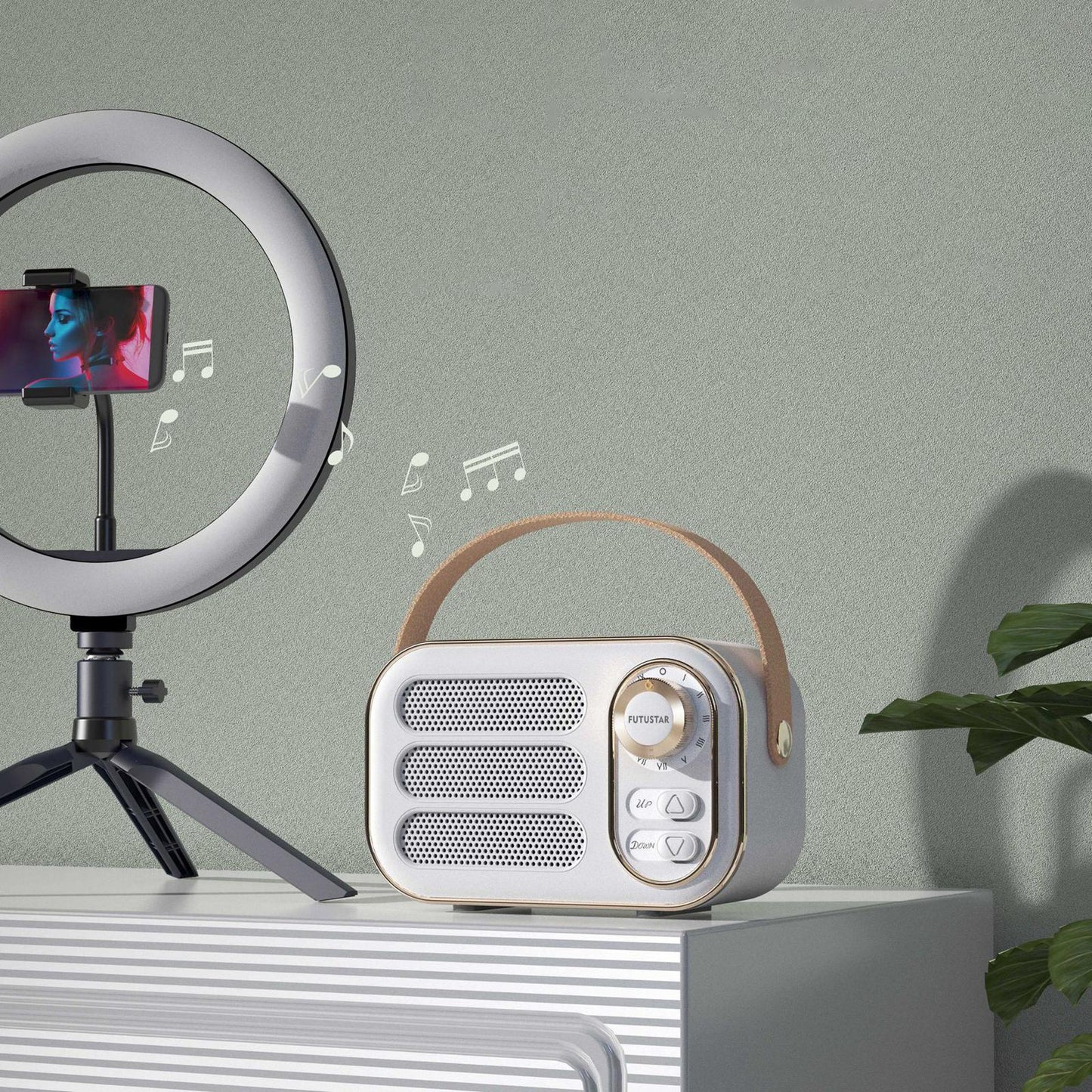 Retro Style Wireless Speaker Music Player Rechargeable for Home Decoration Pink