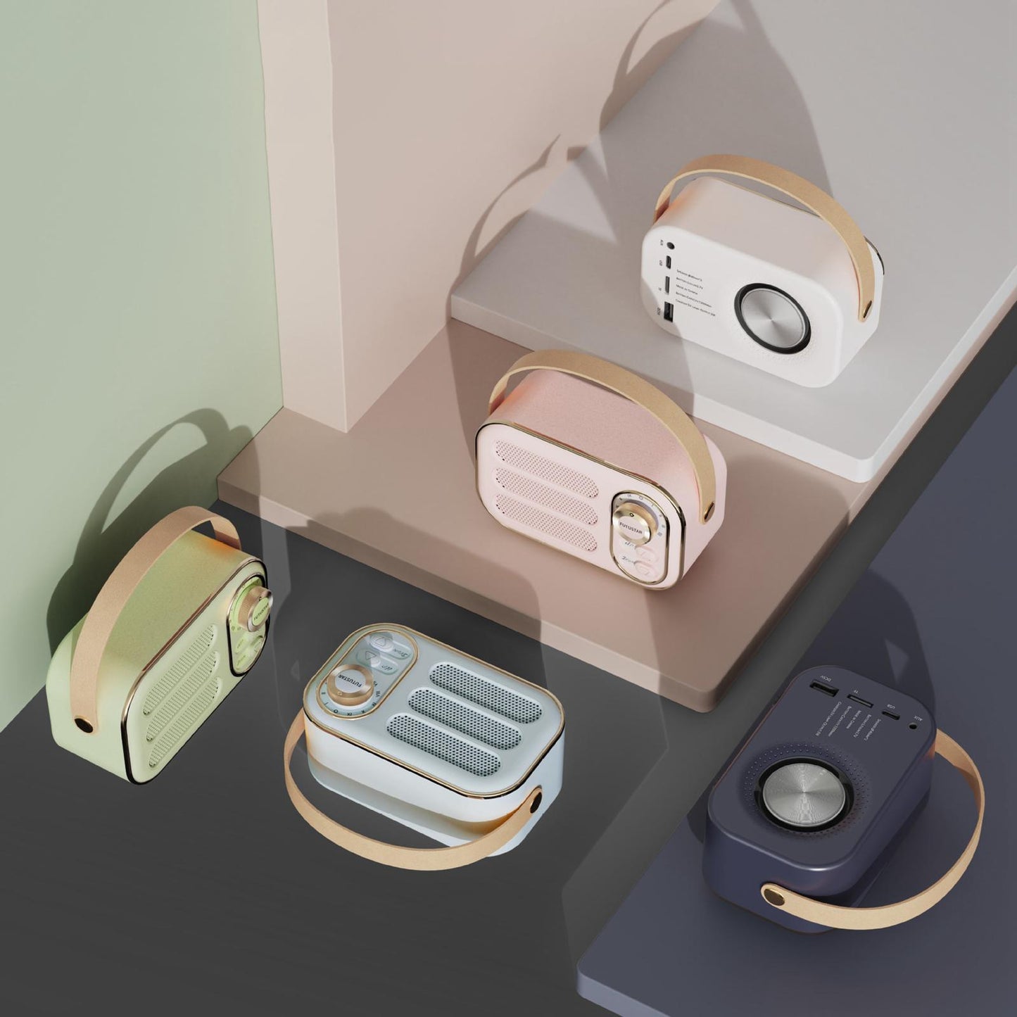 Retro Style Wireless Speaker Music Player Rechargeable for Home Decoration Blue