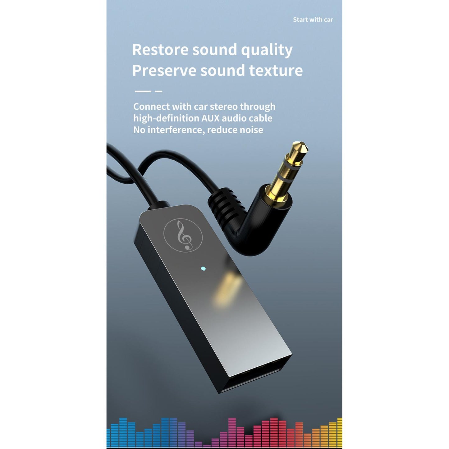 Car USB AUX Receiver Adapter 3.5mm Audio Receiver music for Speakers Black