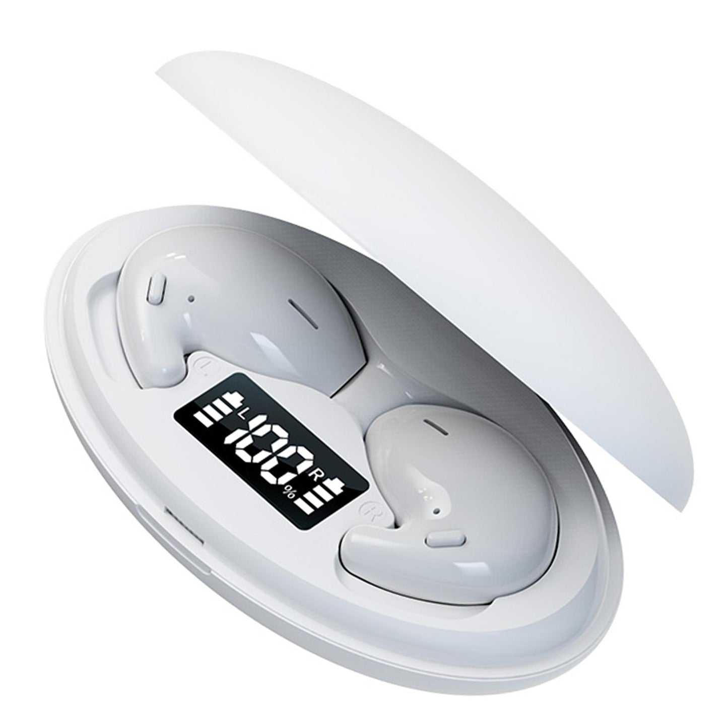 Portable Mini Sleeping Earbuds with 500mAh Charging Case for Sleeping Travel White