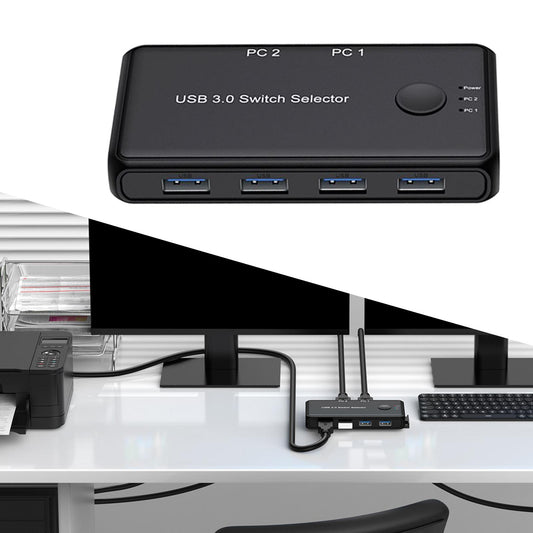 USB 3.0 Switcher Selector Two in Four Out, Stable Connection Professional