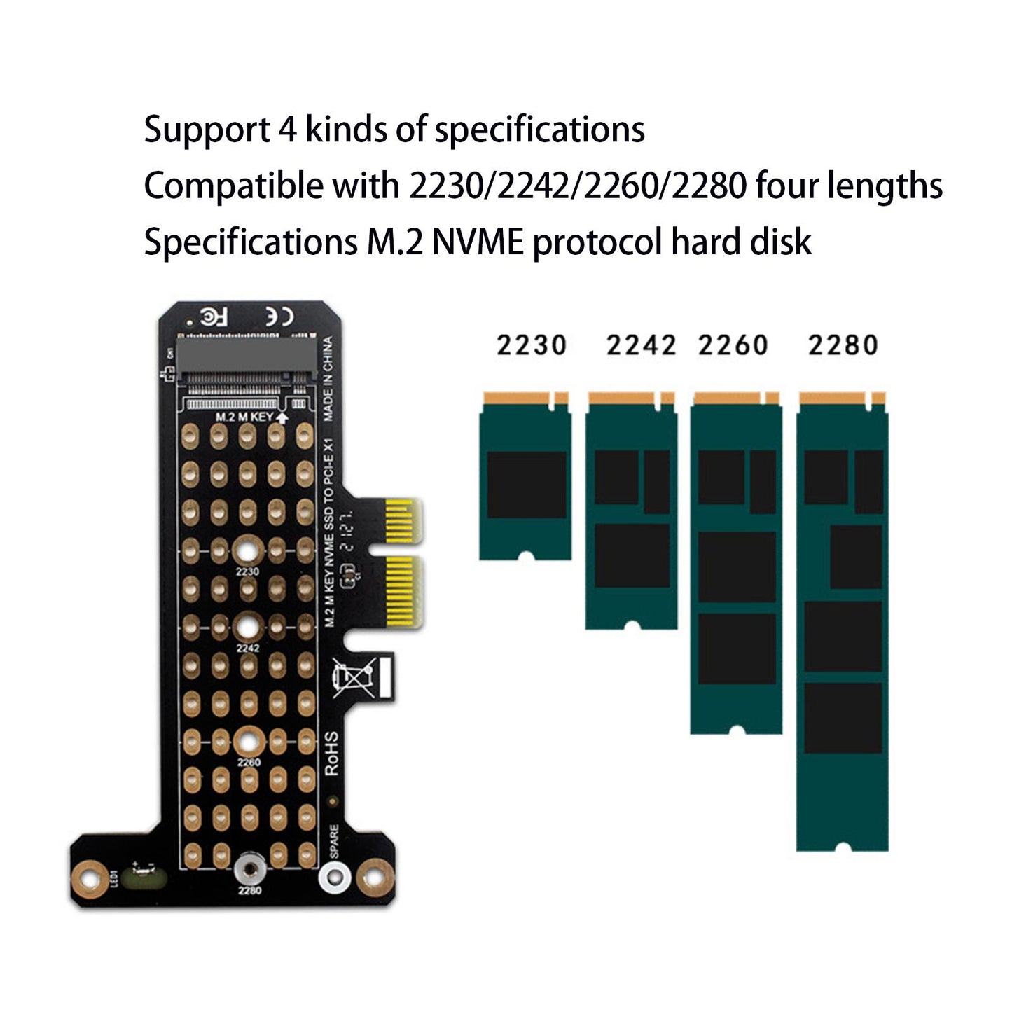 M.2 SSD to PCIe x1 Adapter High Speed Expansion Card PCIe4.0 half  height