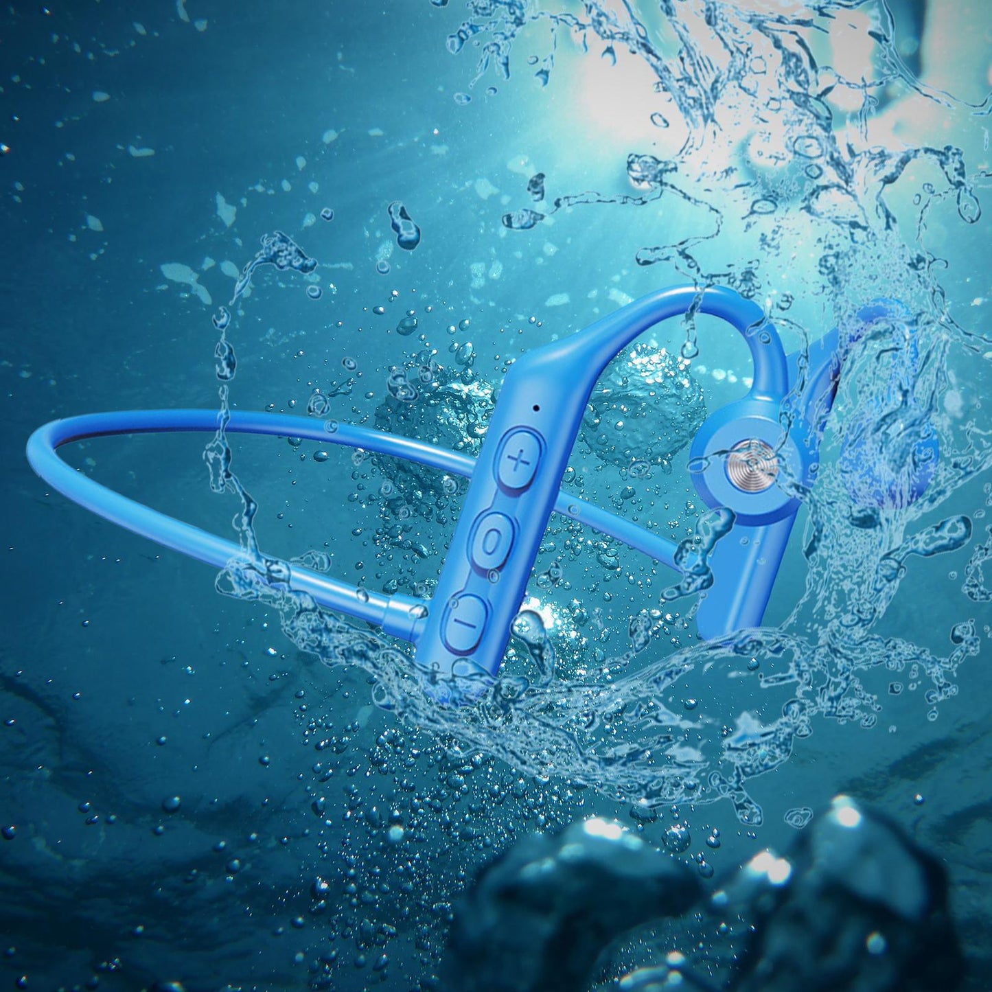 Waterproof Air Conduction Headphones 8H playing time for Cycling Gym Working Blue