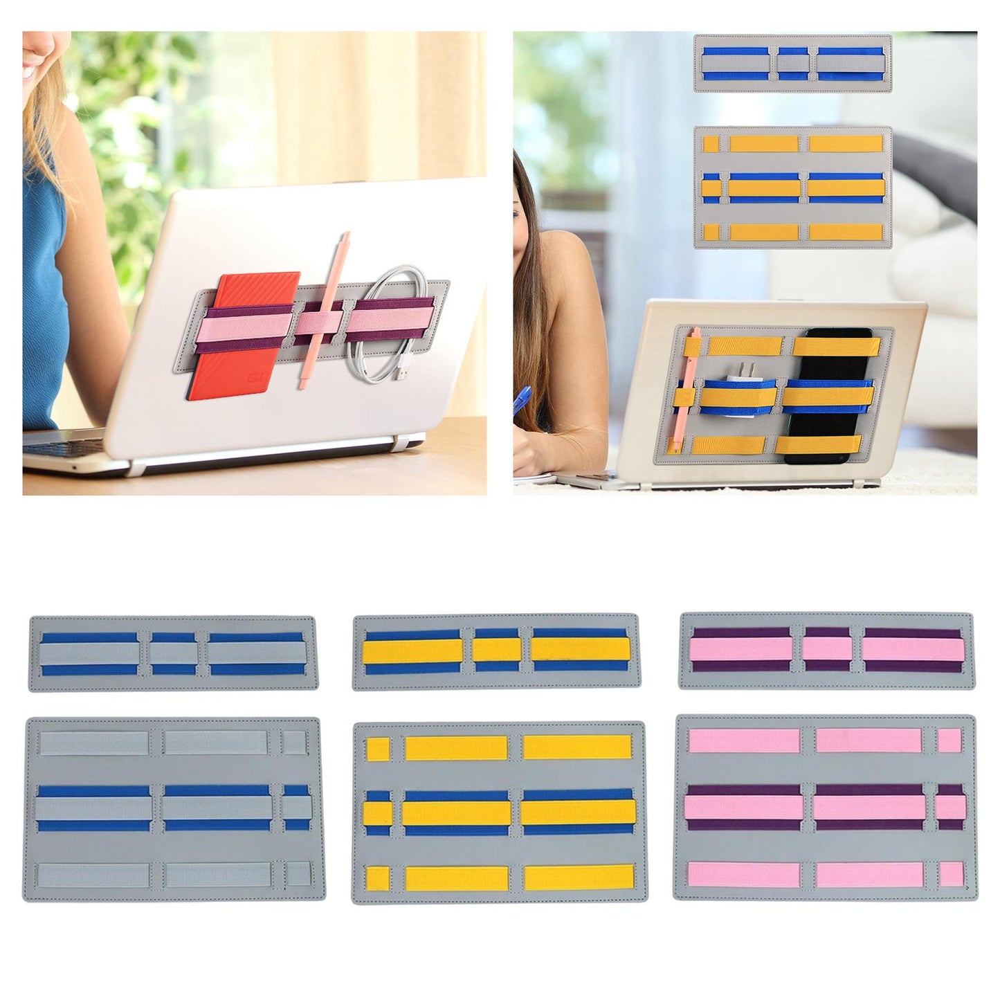 Laptop Back Storage Pocket Computer Accessories for Cables Pens Earphones Grey