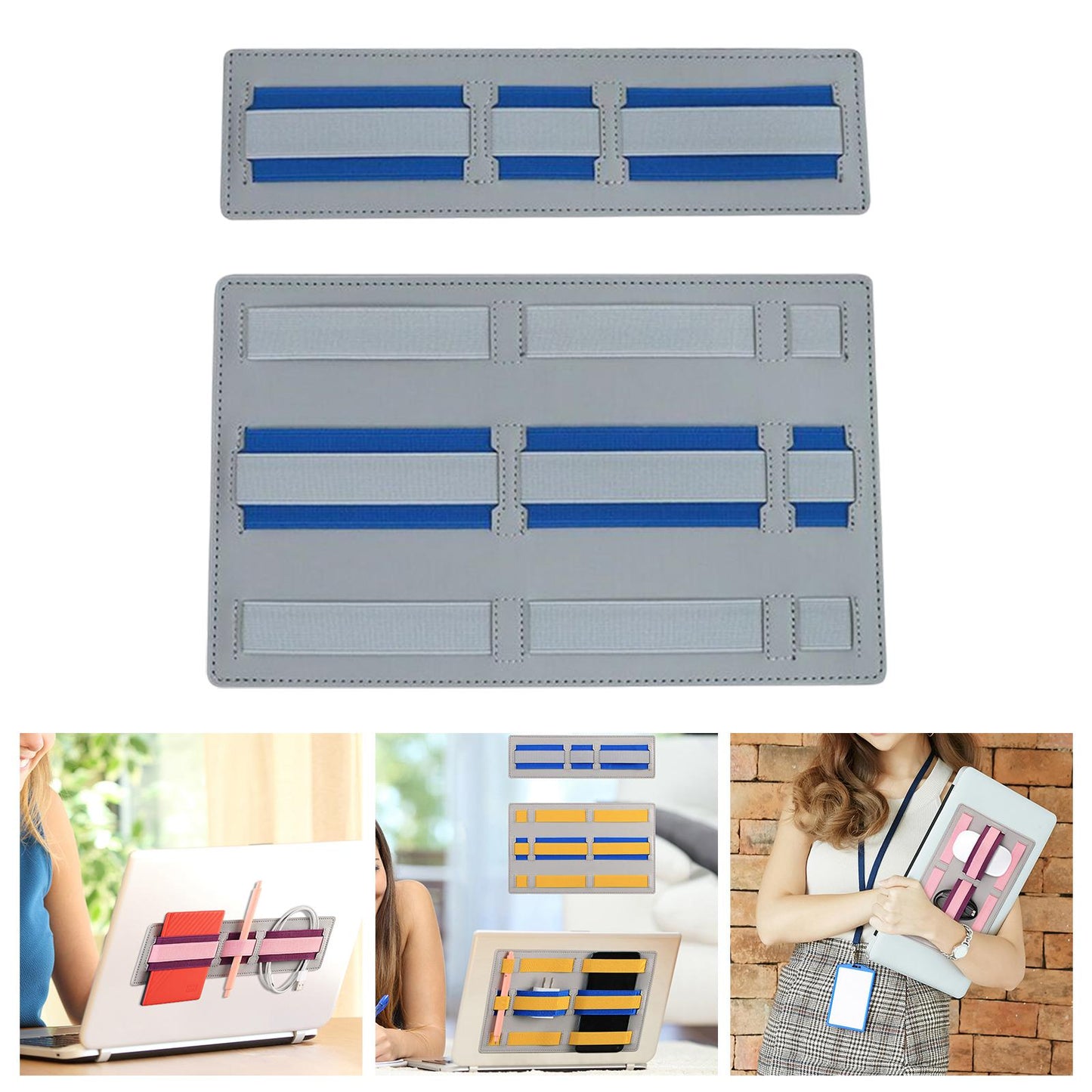 Laptop Back Storage Pocket Computer Accessories for Cables Pens Earphones Grey