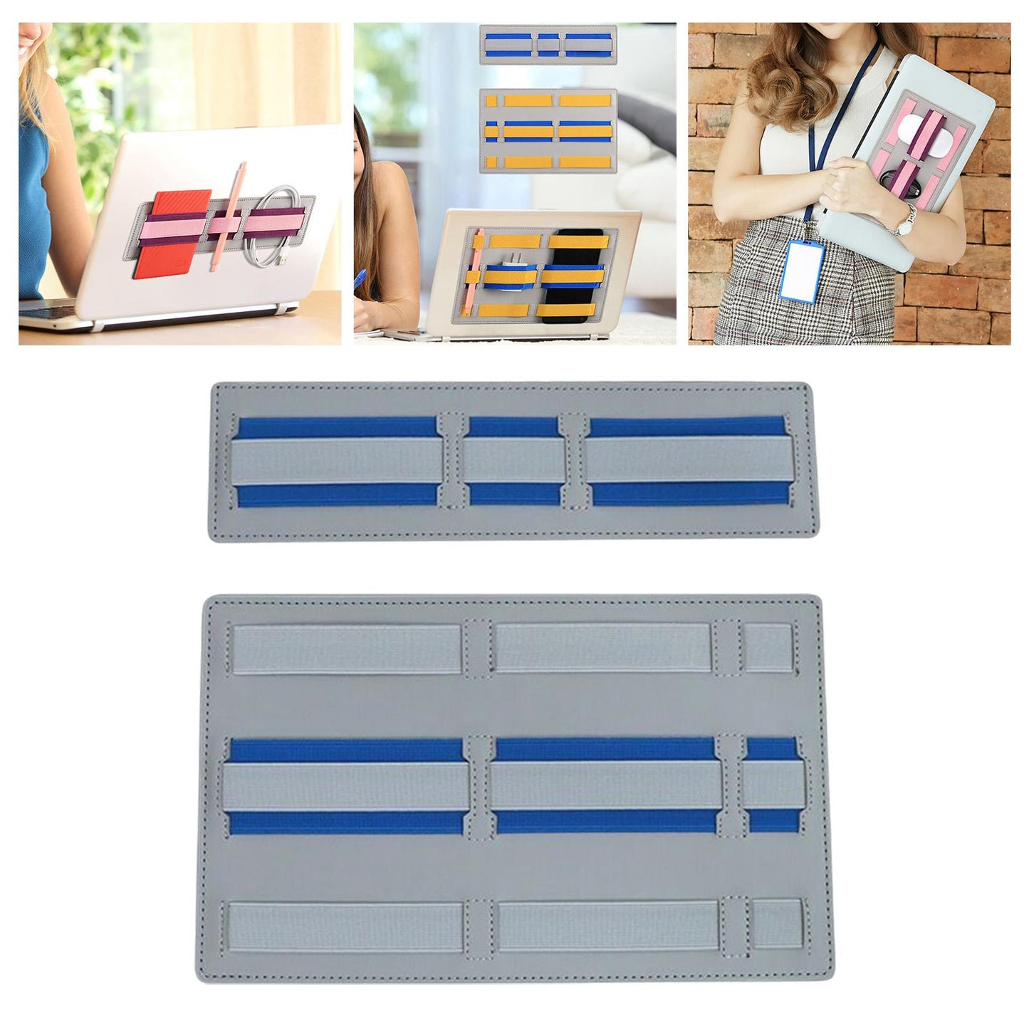 Laptop Back Storage Pocket Computer Accessories for Cables Pens Earphones Grey