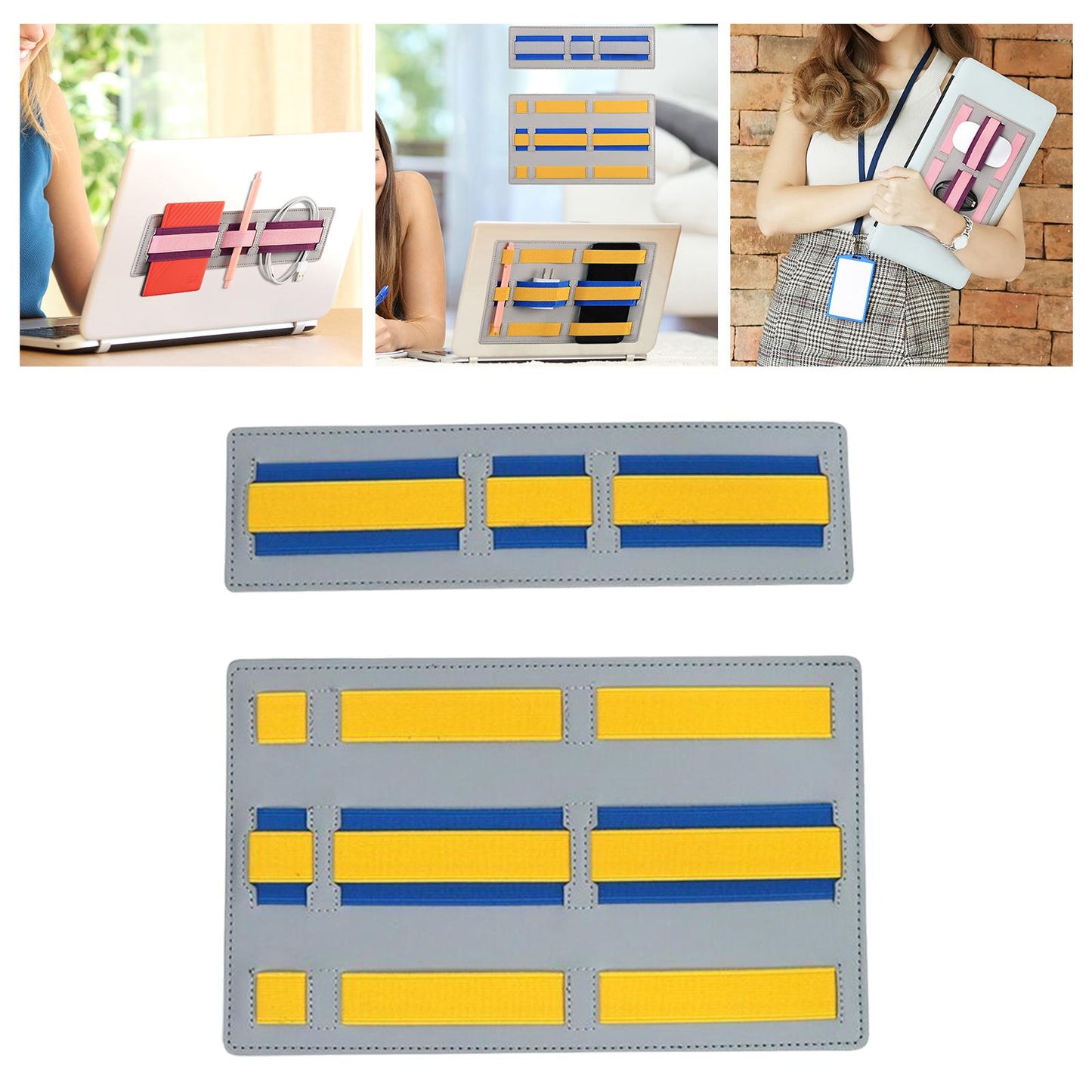 Laptop Back Storage Pocket Computer Accessories for Cables Pens Earphones Yellow