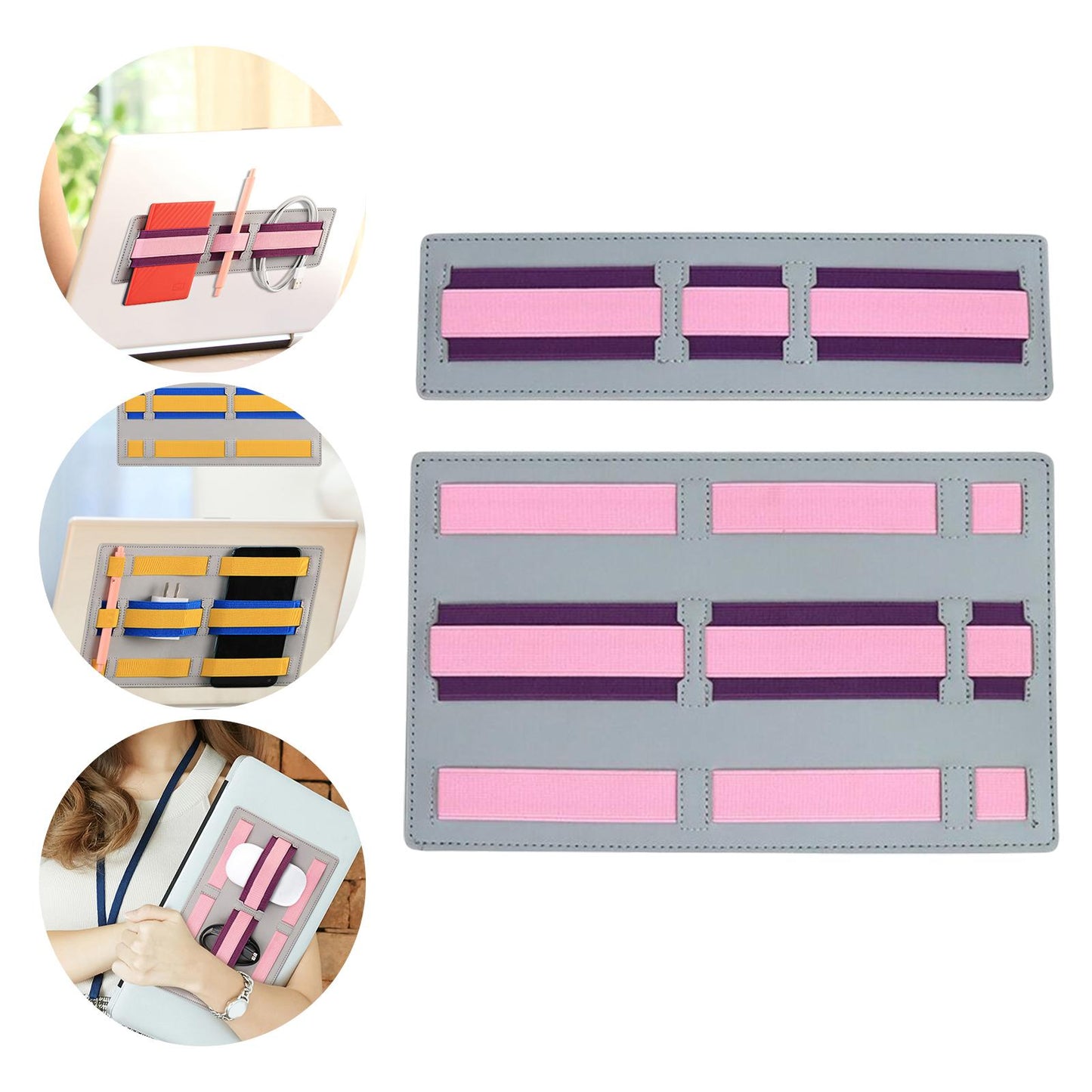 Laptop Back Storage Pocket Computer Accessories for Cables Pens Earphones Pink