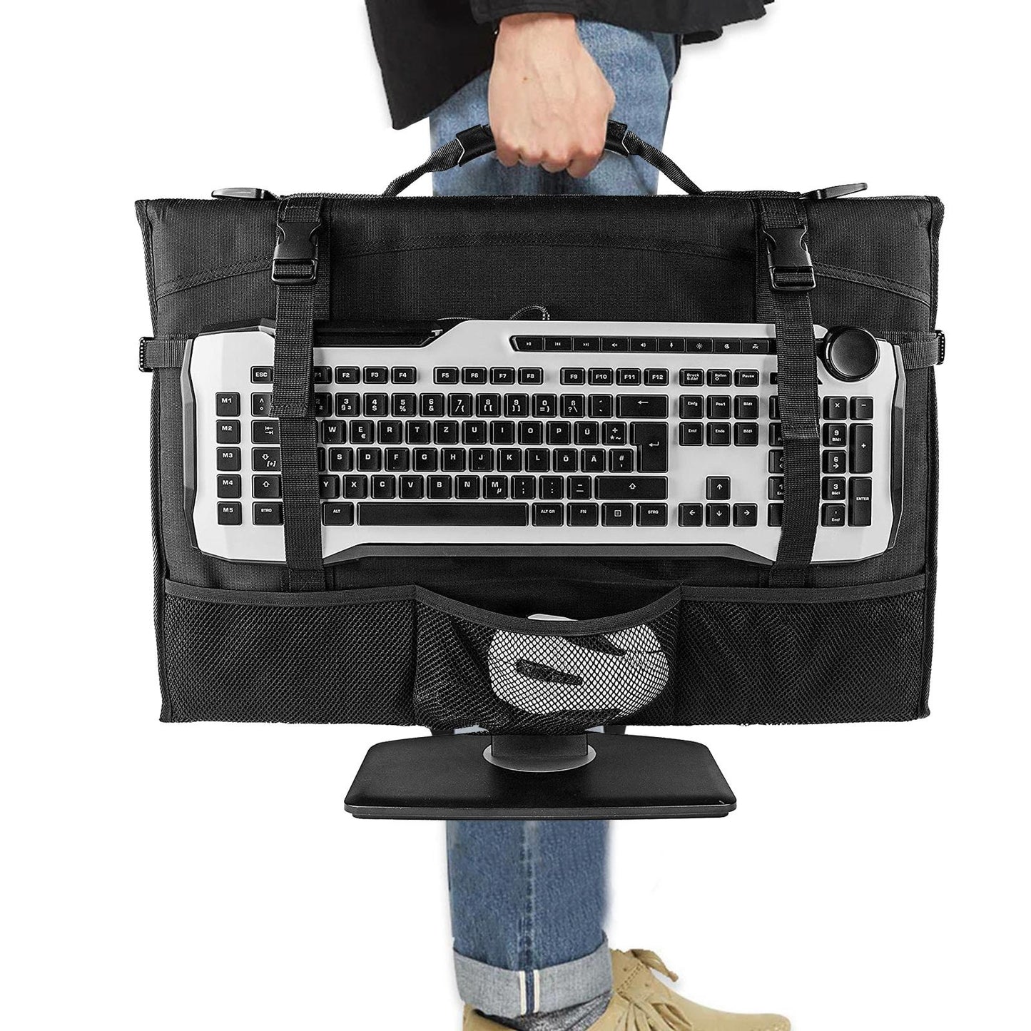 Travel Carrying Case Computer Monitor Multiple Pockets Monitor Dust Cover