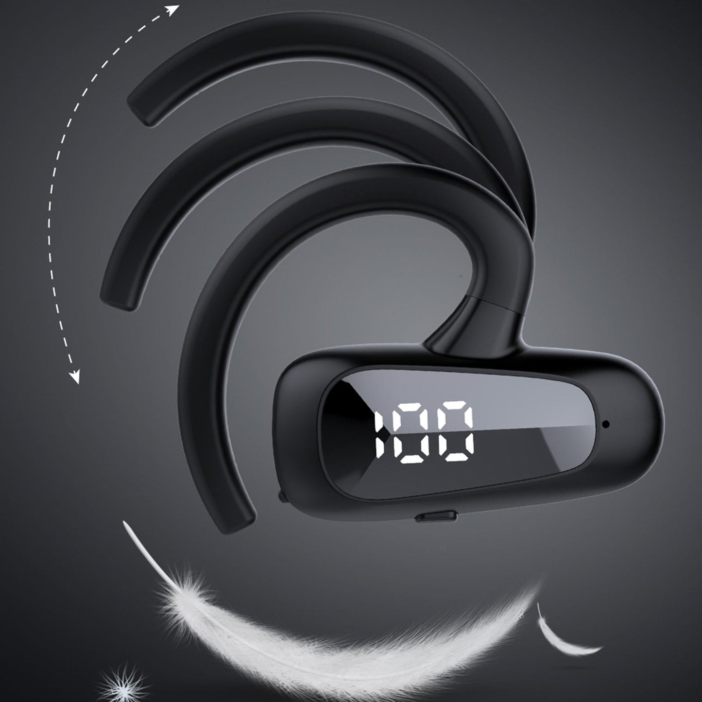 Wireless Headset LED Display Calling Sweatproof HiFi for Office Sports Red