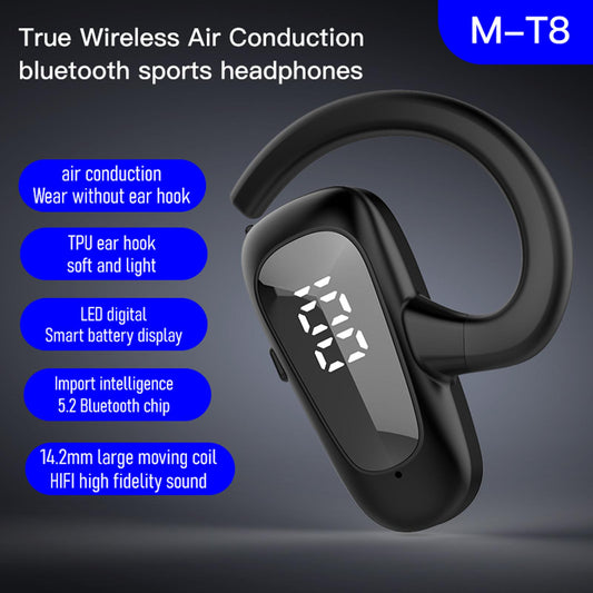 Wireless Headset LED Display Calling Sweatproof HiFi for Office Sports Blue