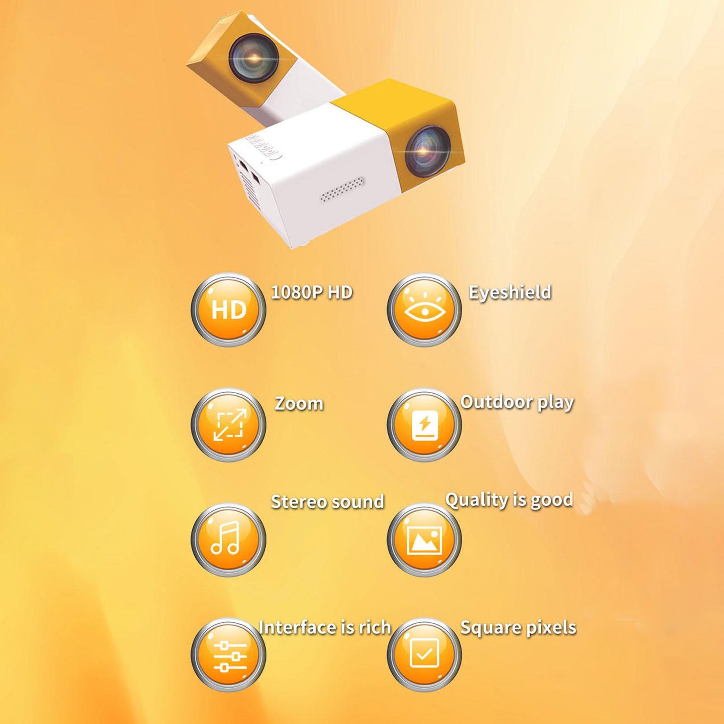 Mini Projector Gifts 3000H Service Life EU Adapter for Travel Entertainment