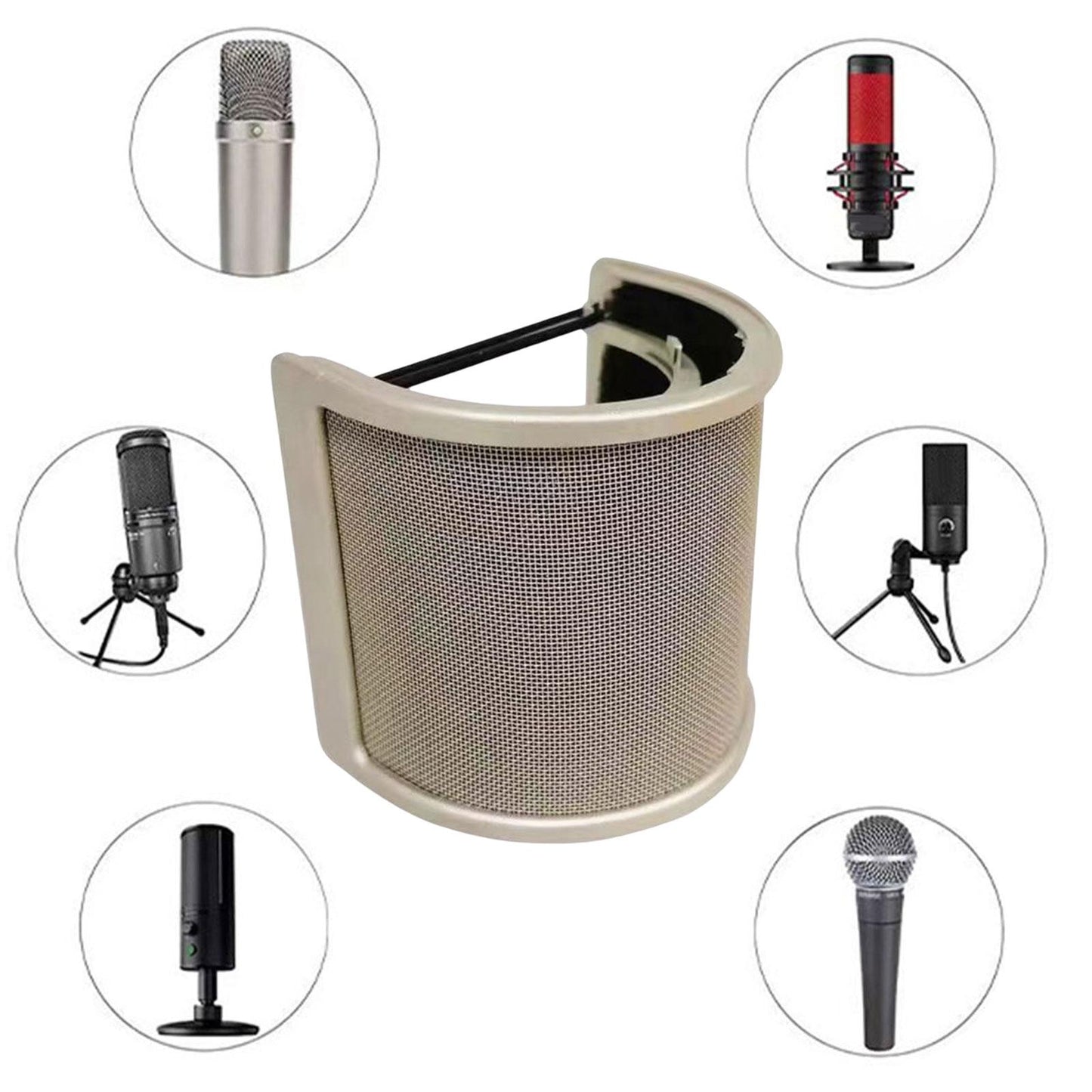 Microphone Pop Filter Mic Pop Screen Dual Layered Compact for Streaming Aureate