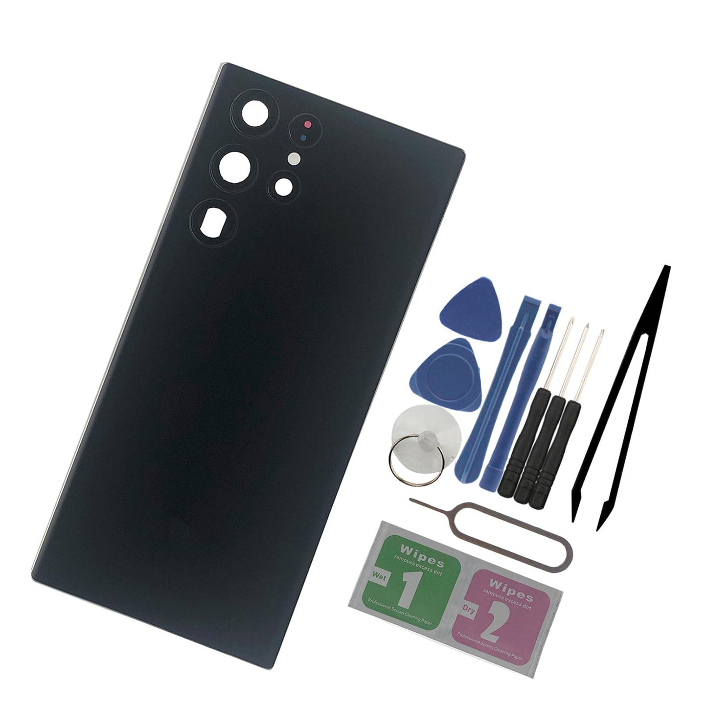 Rear Panel Back Glass Door Cover with Pre Install Tapes w/Tools for S908U Black