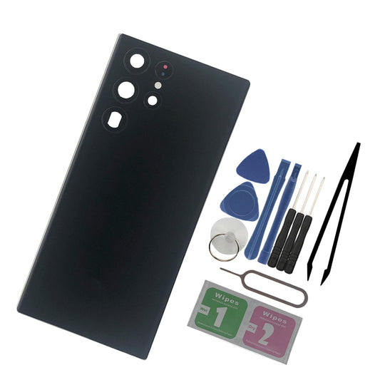 Rear Panel Back Glass Door Cover with Pre Install Tapes w/Tools for S908U Black