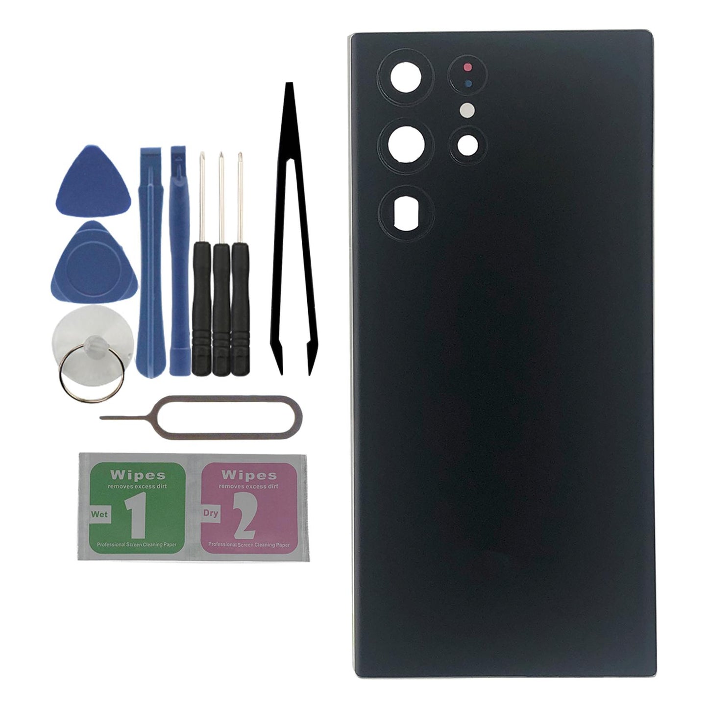 Rear Panel Back Glass Door Cover with Pre Install Tapes w/Tools for S908U Black