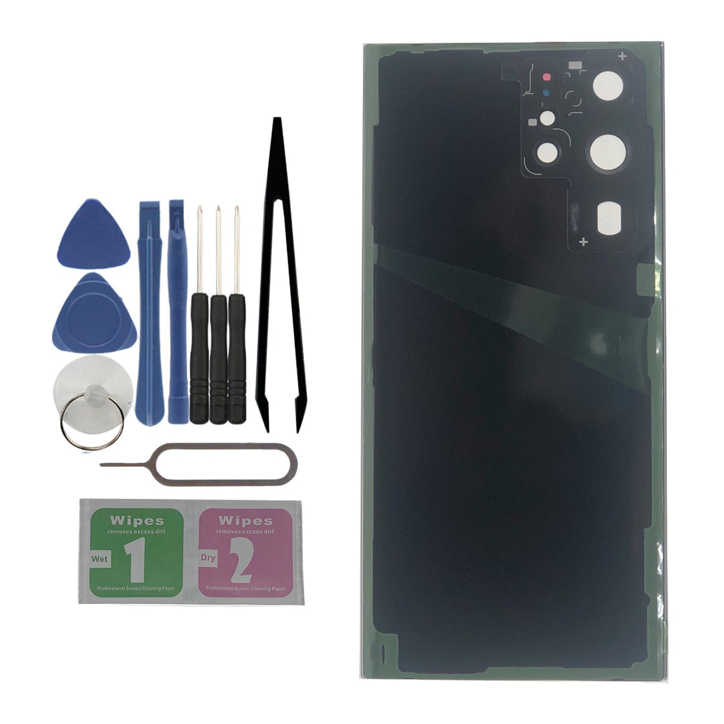 Rear Panel Back Glass Door Cover with Pre Install Tapes w/Tools for S908U Black