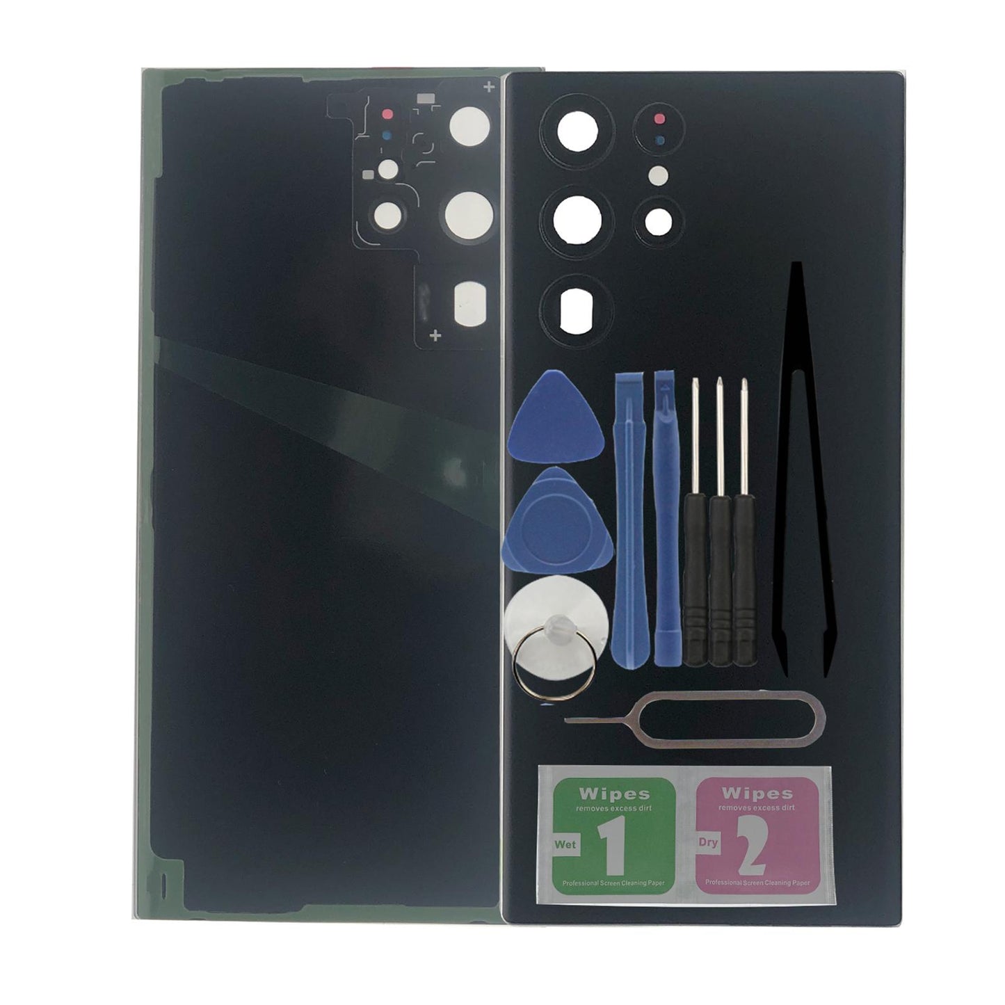 Rear Panel Back Glass Door Cover with Pre Install Tapes w/Tools for S908U Black