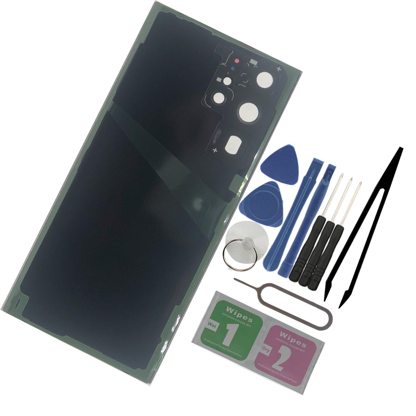 Rear Panel Back Glass Door Cover with Pre Install Tapes w/Tools for S908U Black