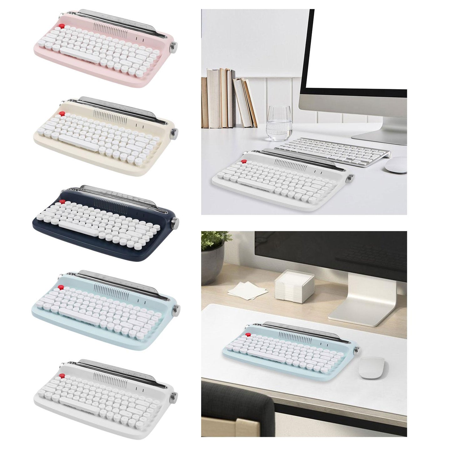 Typewriter Keyboard 84 Keys Bluetooth5.0 Professional Compact for Tablet white