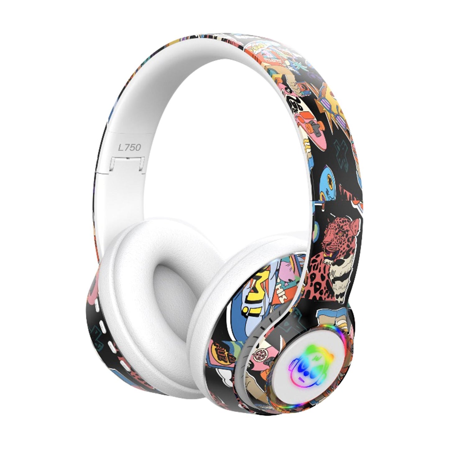 Wireless 5.1 Headphones Lightweight Over Ear for Travel PC Laptop White